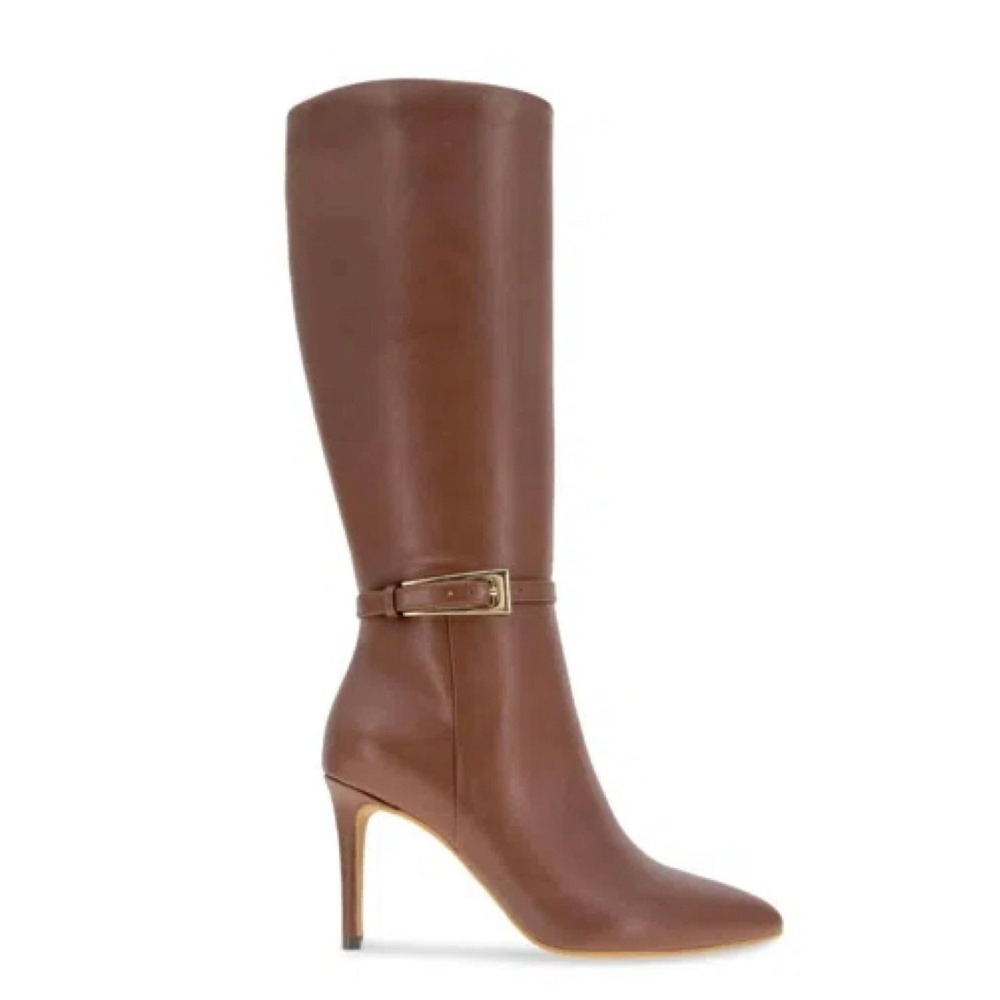 BCBGeneration Womens Stiletto Knee High Boots Cognac Brown Buckle Size 9.5 NWOB